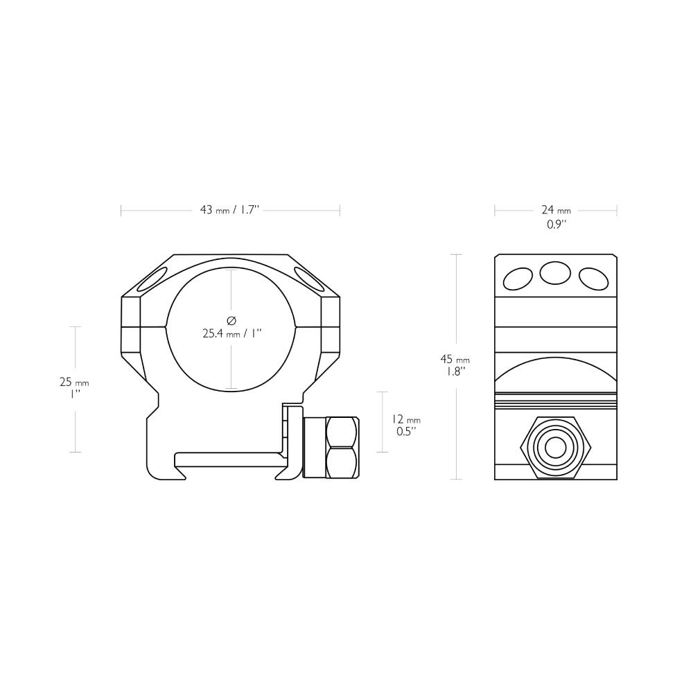 Hawke 2 Piece Tactical Ring Mounts - Weaver | 1 Inch