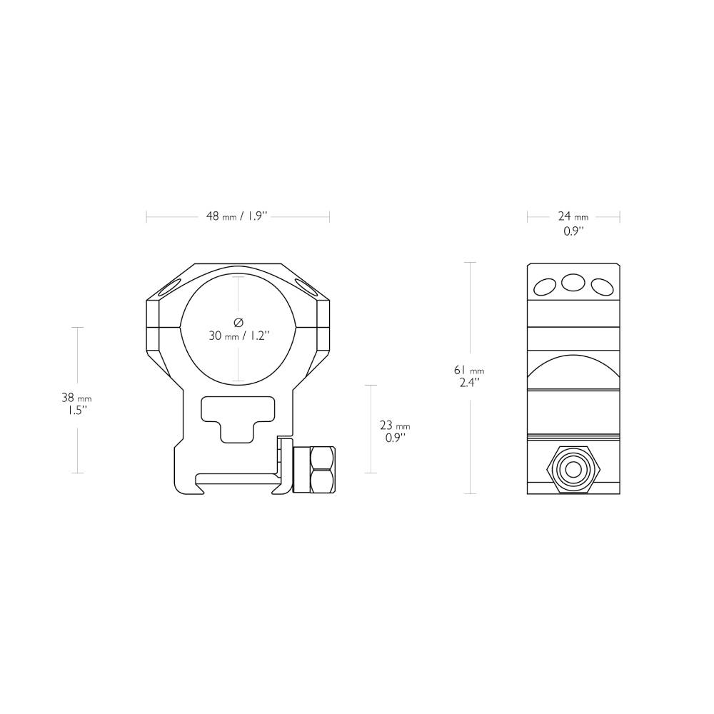 Hawke 2 Piece Tactical Ring Mounts - Weaver | 30mm