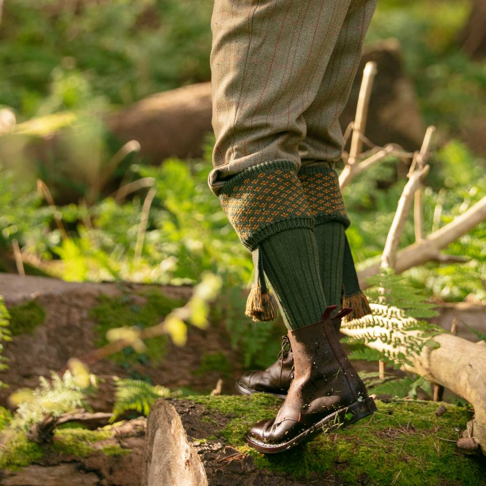 Green Shooting Socks with Garter Ties