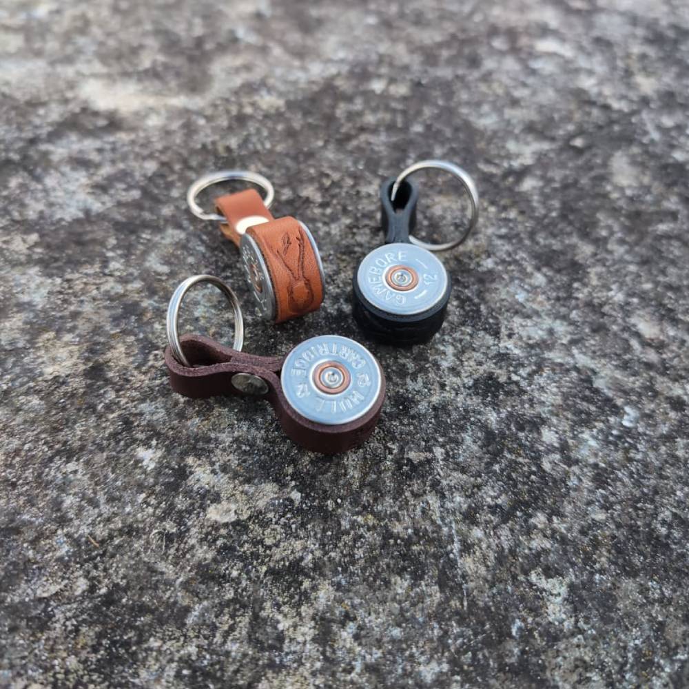 Handmade Leather Keyring in Cartridge Design