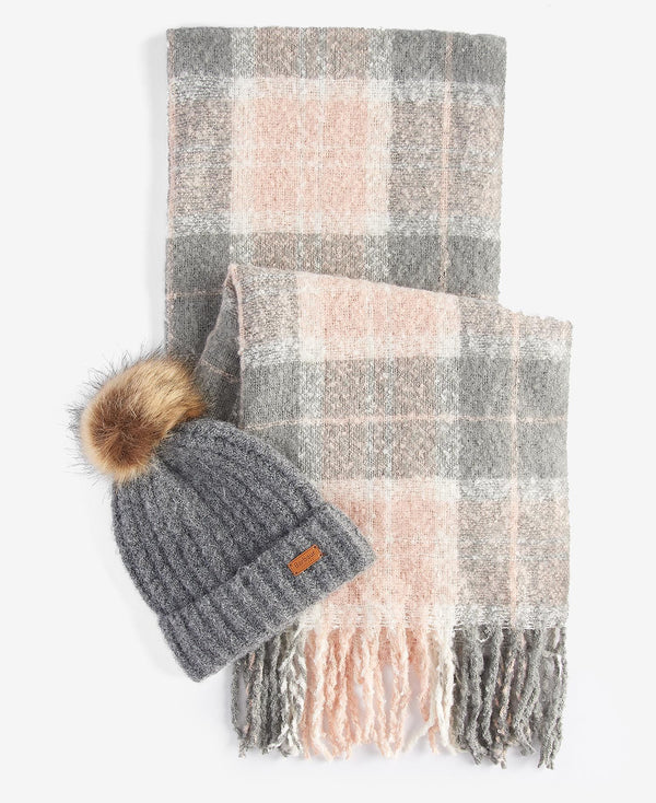 Barbour Saltburn Beanie & Tartan Scarf Gift Set