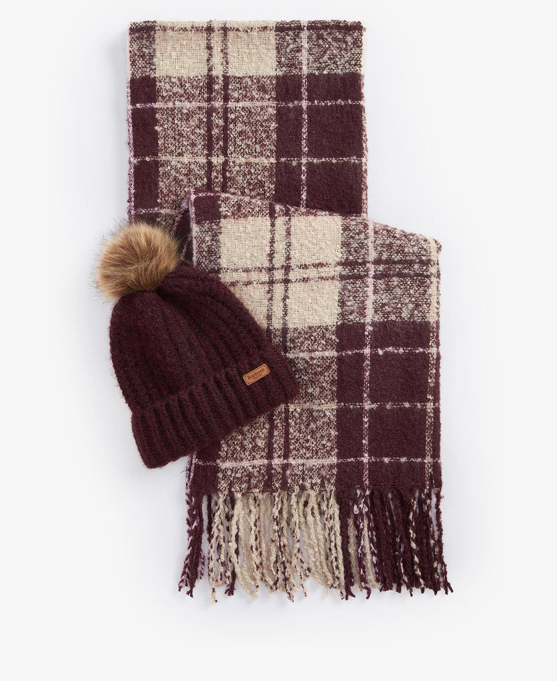 Barbour Saltburn Beanie & Tartan Scarf Gift Set