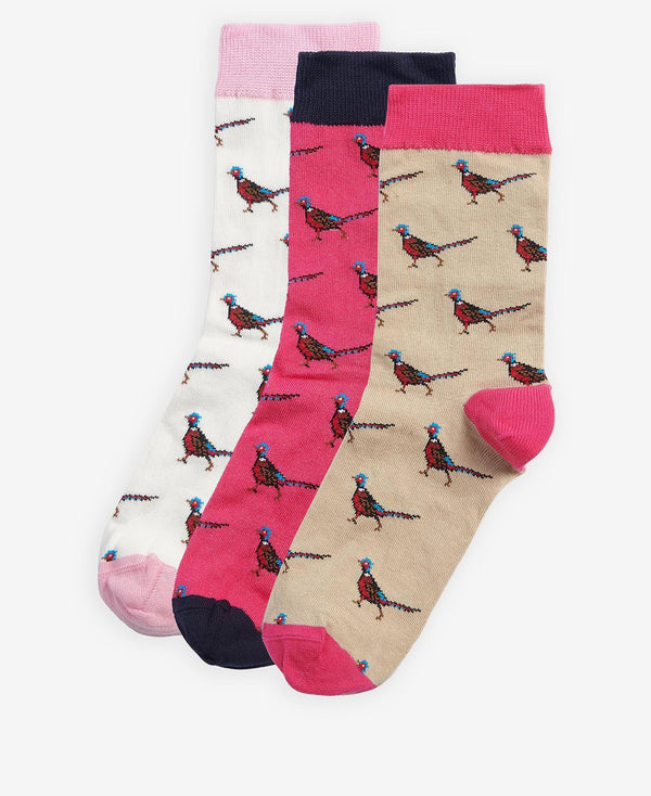 Barbour Pheasant Sock Gift Set (Pink Dahlia)