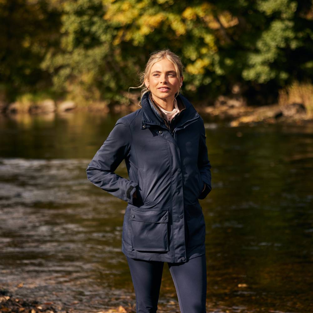 Navy Blue Waterproof Jacket with Handwarmer Pockets