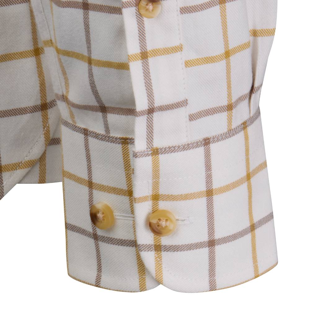 Organic Cotton Shirt in Yellow and Beige Check