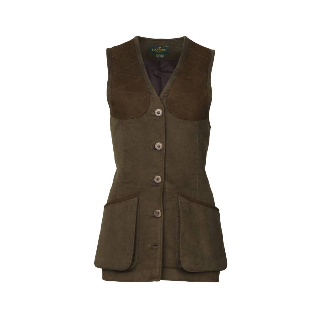 Loden Green Moleskin Vest with Shoulder Patches