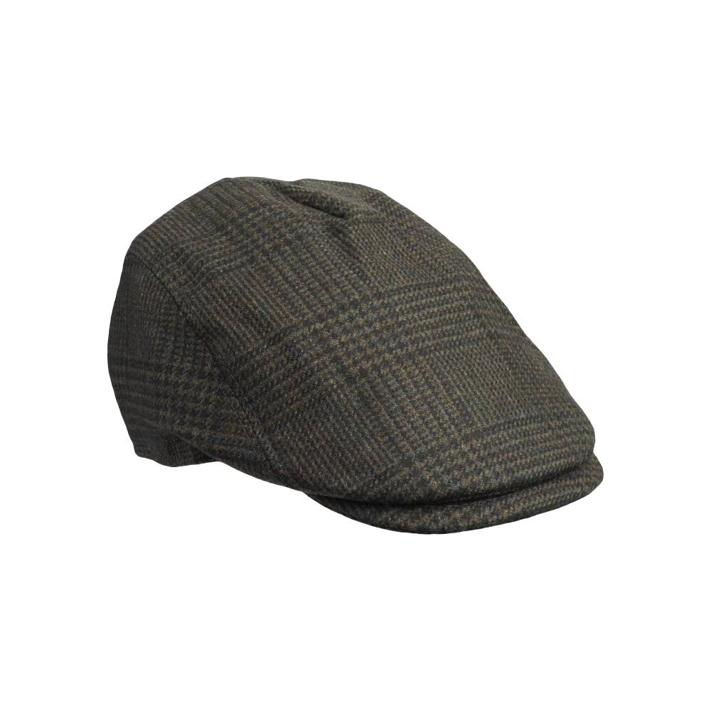 Green Willow Tweed Check Flat Cap