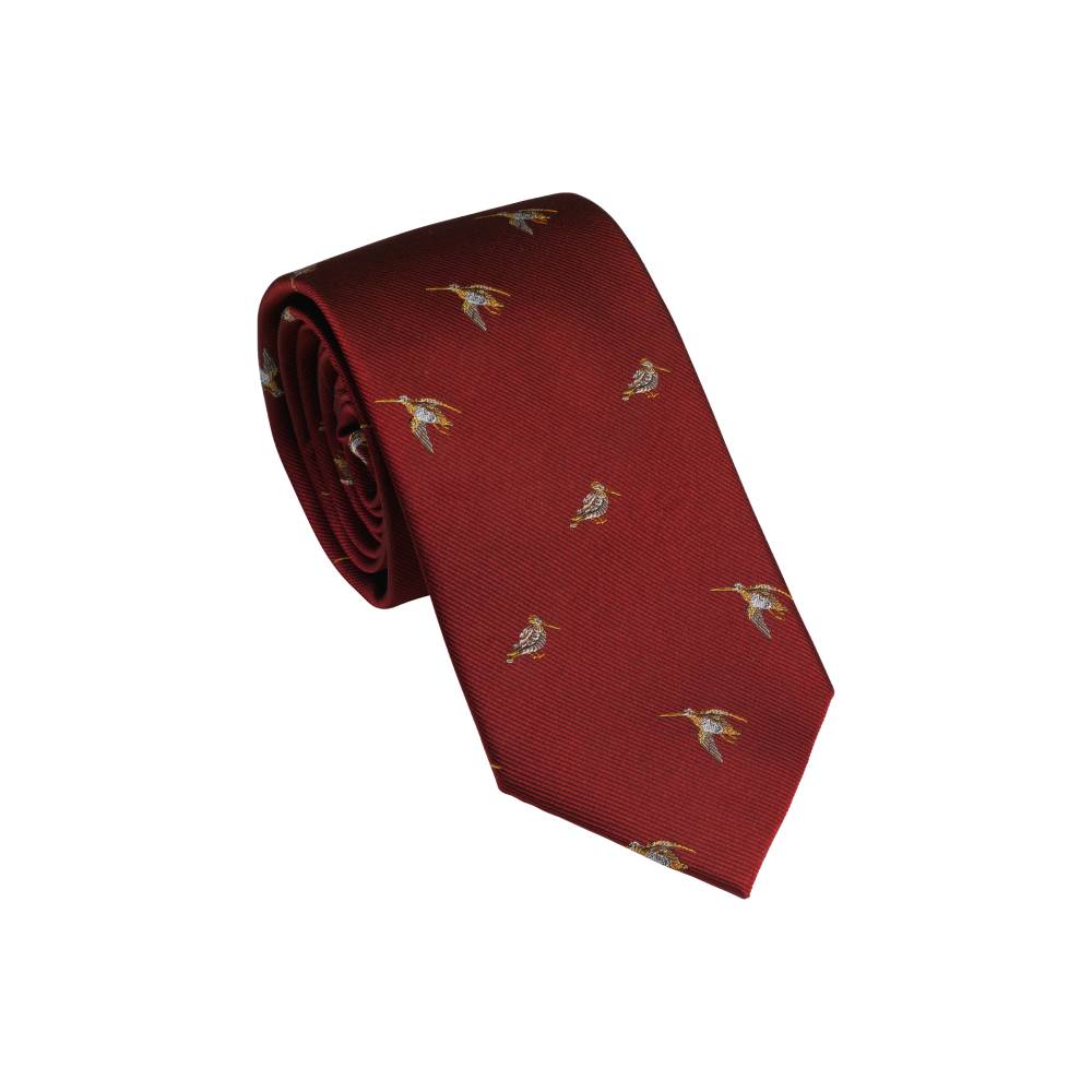 Men's Red Neck Tie with Woodcock Design