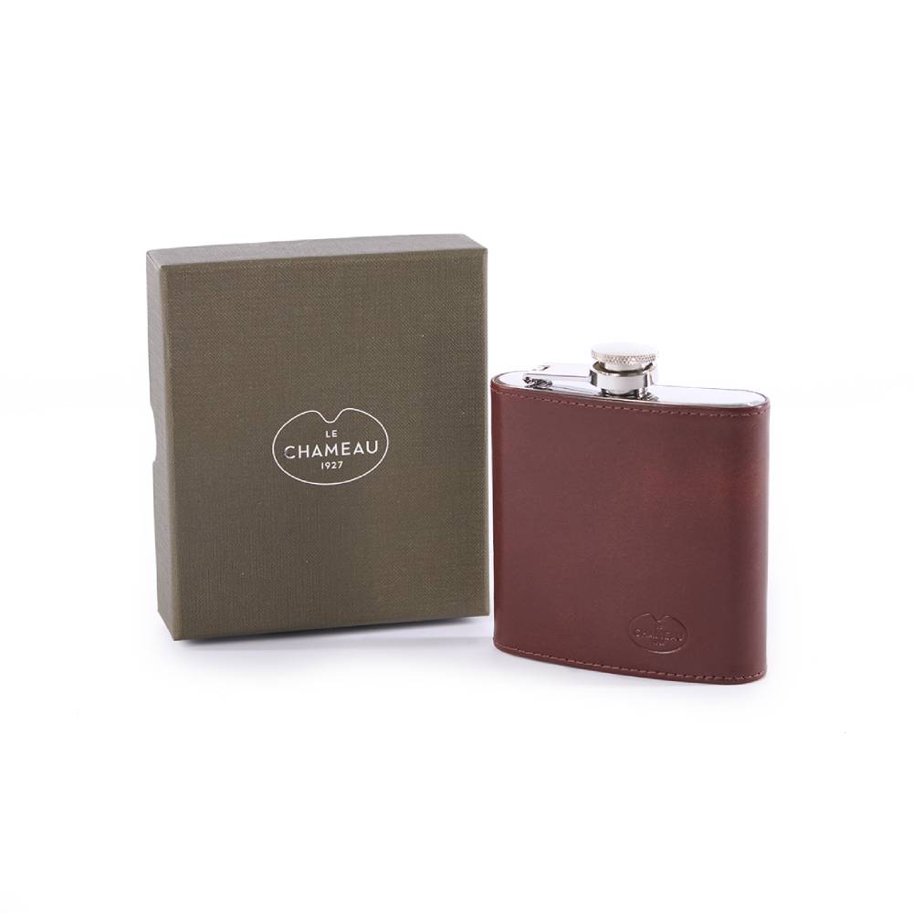Le Chameau Leather Hip Flask (Marron Fonce)