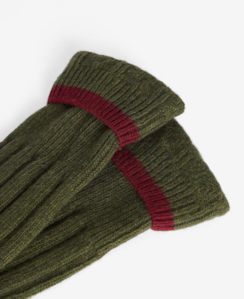 Barbour Contrast Shooting Socks (Olive/Cranberry)