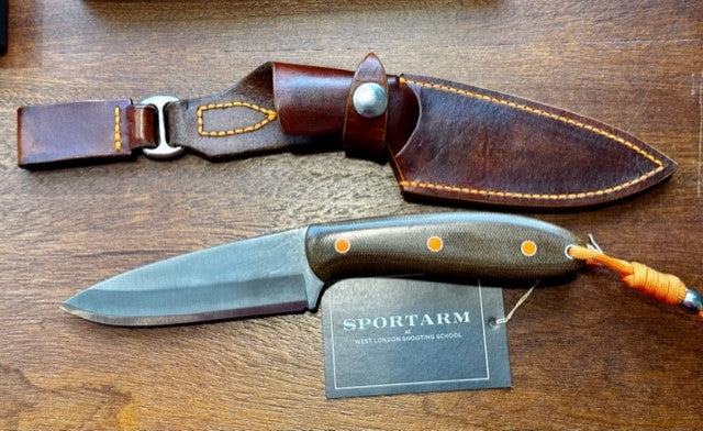 Brown Linen Micarta 440C Blade And Maple Sheath