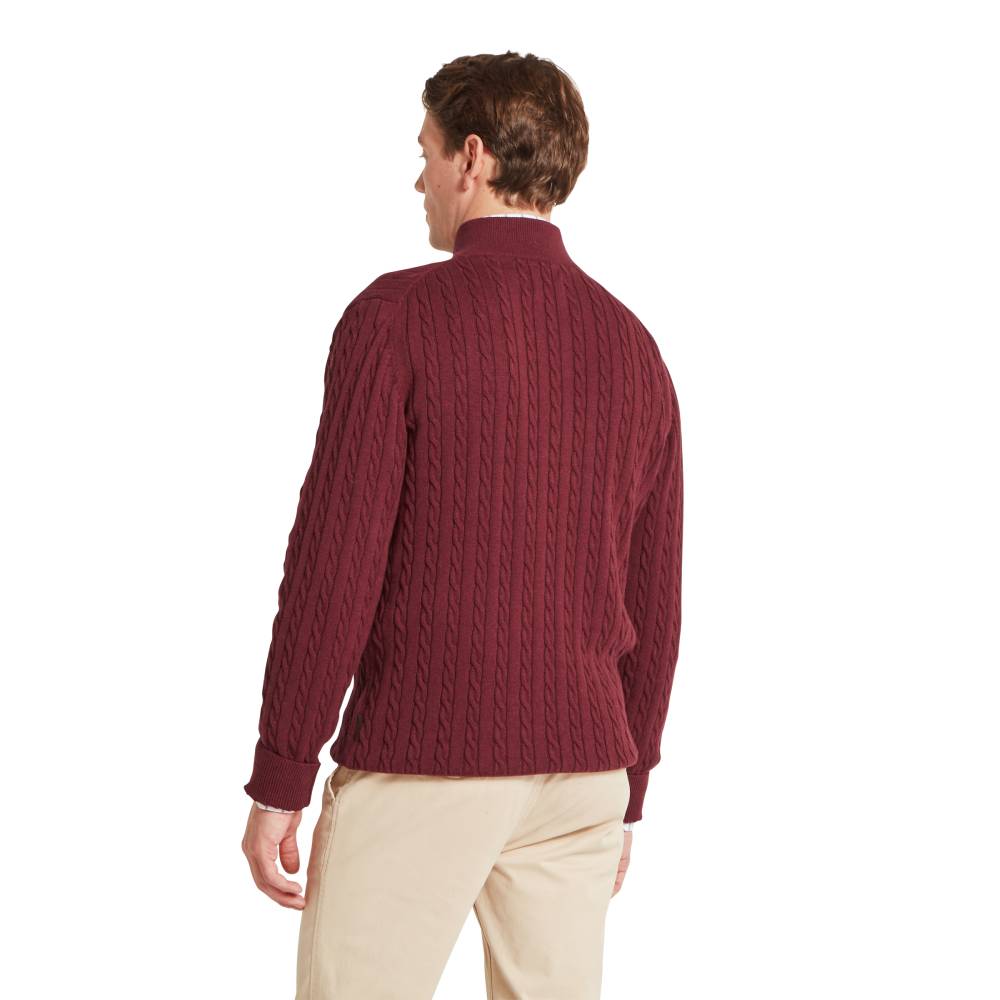 Burgundy Cable Knit Sweater for Men