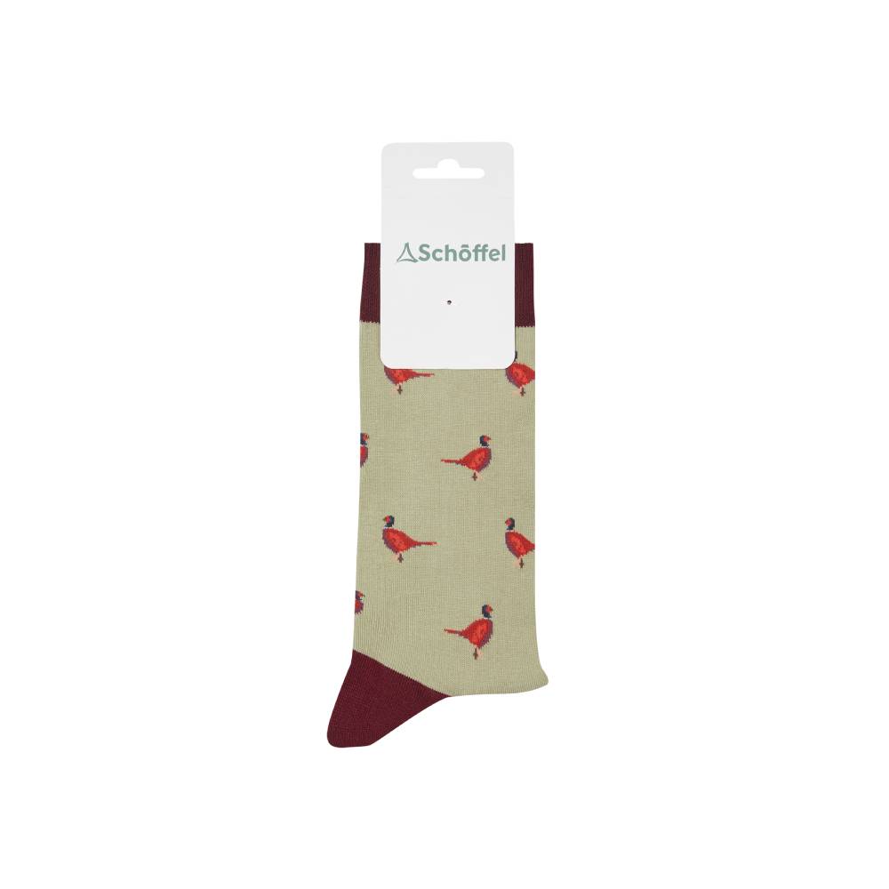 Men's Green Socks with Pheasant Design