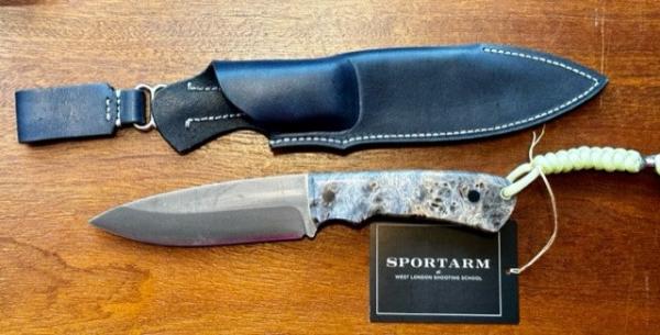 Stabilised Blue Burl Wood / San Mai Blade And Sheath