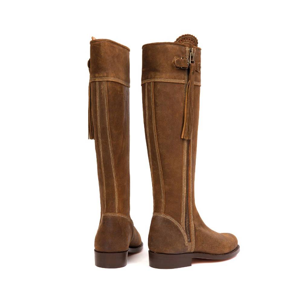 Penelope Chilvers Riding Oiled Suede Long Tassel Boot (Tan)