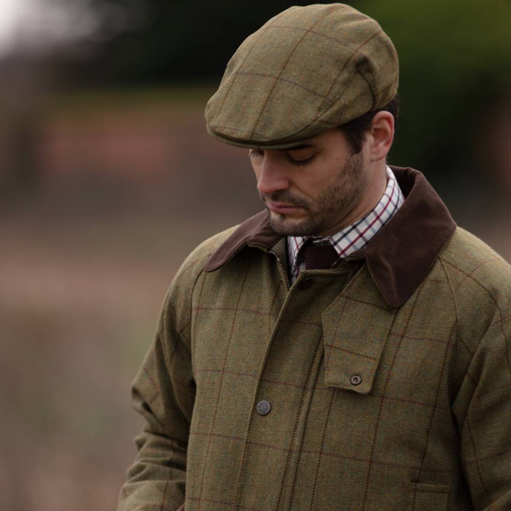 Tweed Flat Cap in Lichen Green