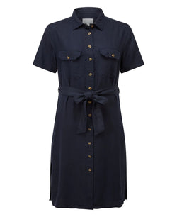 Daisy Linen Dress ( Navy )