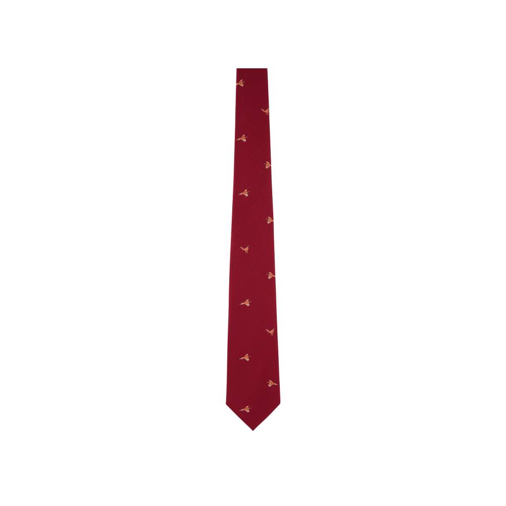 Men's Tie in Red with Pheasant Design