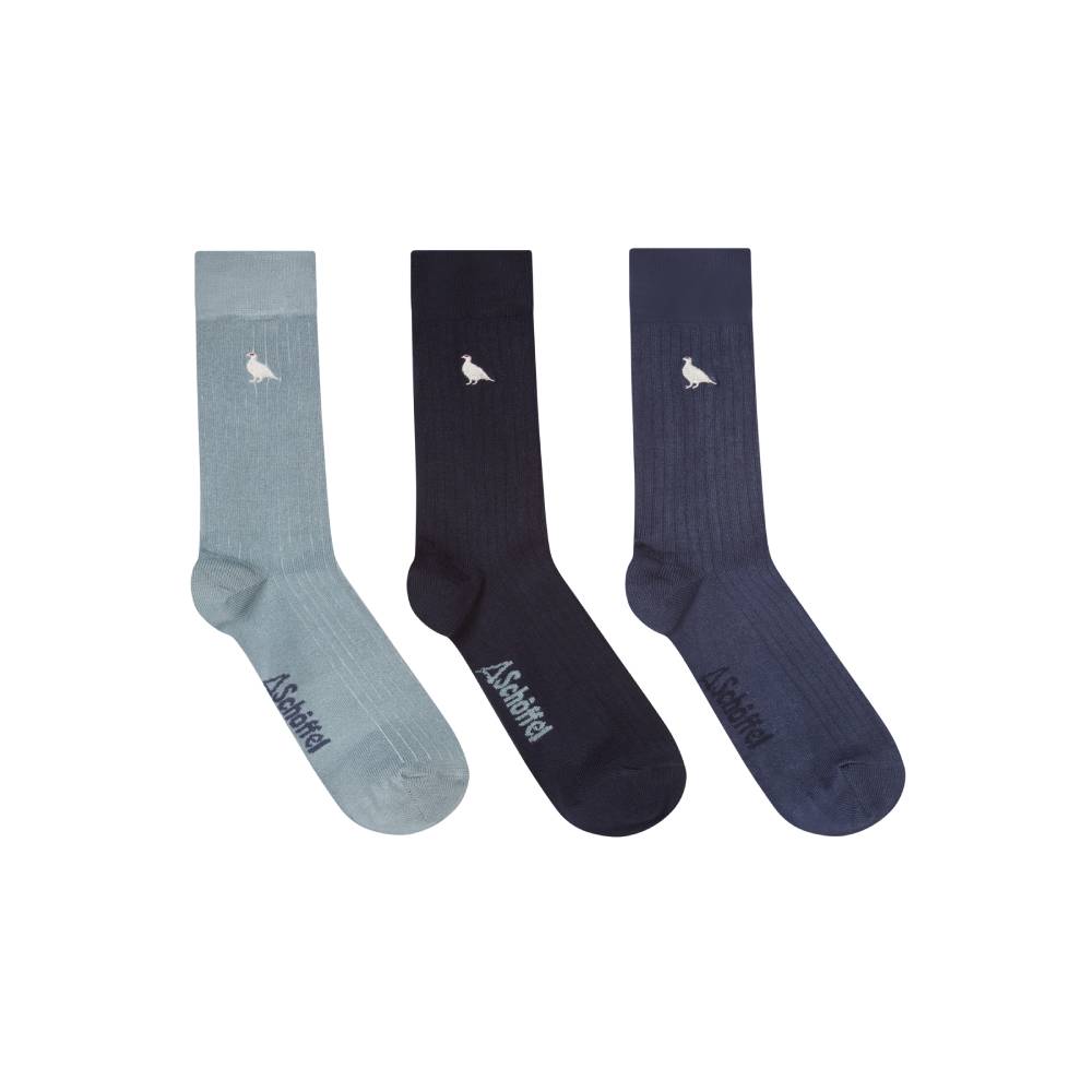 Set of 3 Blue Bamboo Socks for Men