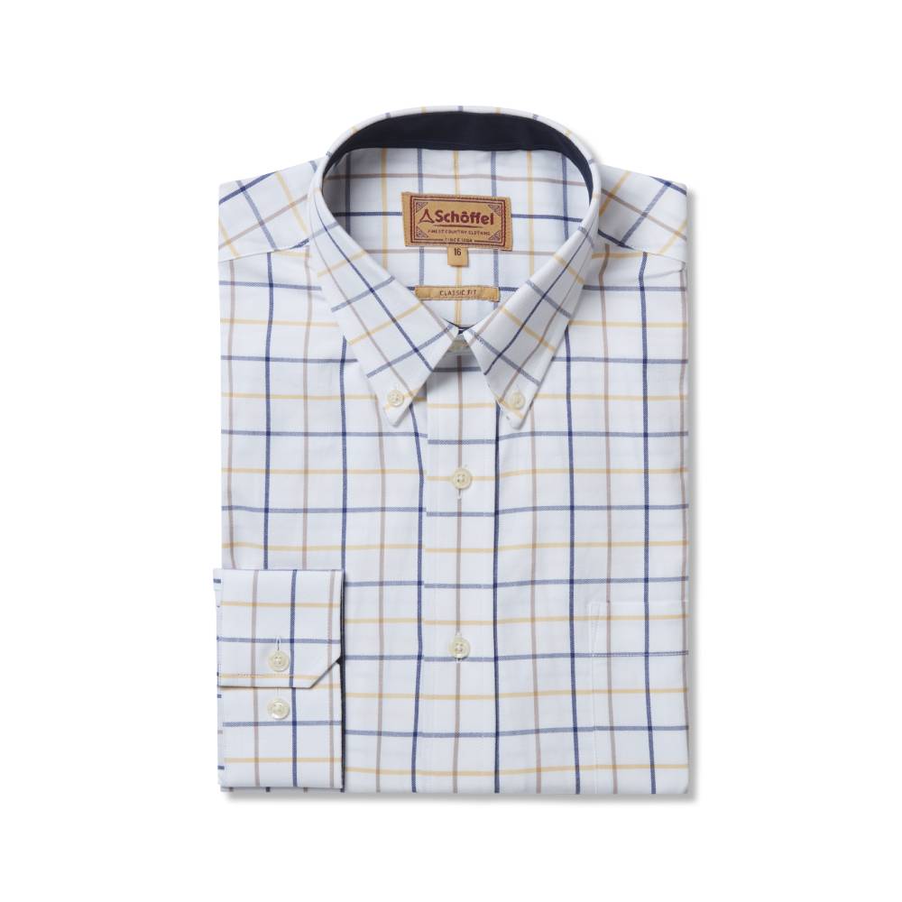Schoffel Brancaster Shirt (Navy/Brown/Yellow) Wide