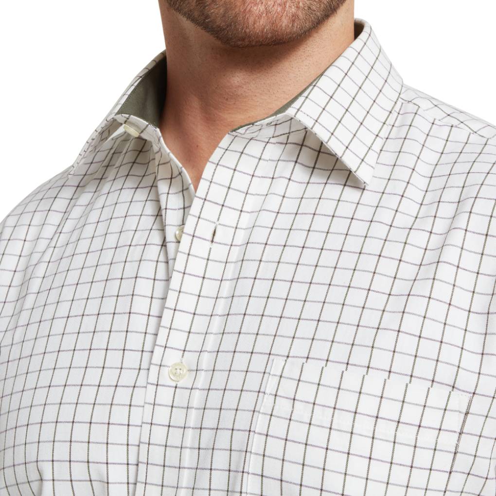 Dark Olive Green Check Shirt with Classic Collar