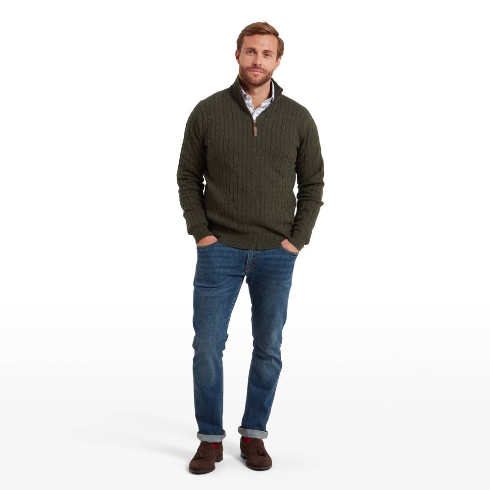 Men's Quarter Zip Jumper in Cable Knit