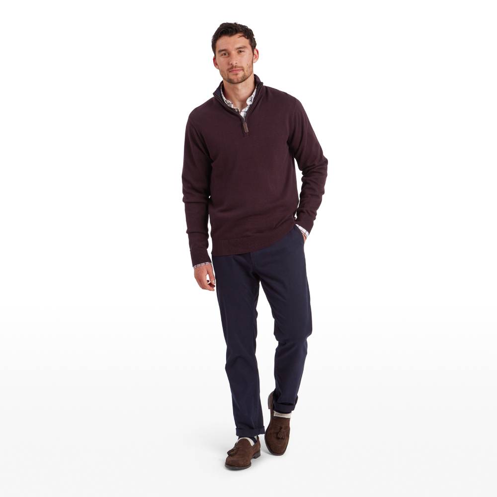 Schoffel Calton Cotton Cashmere 1/4 Zip Jumper (Wine)