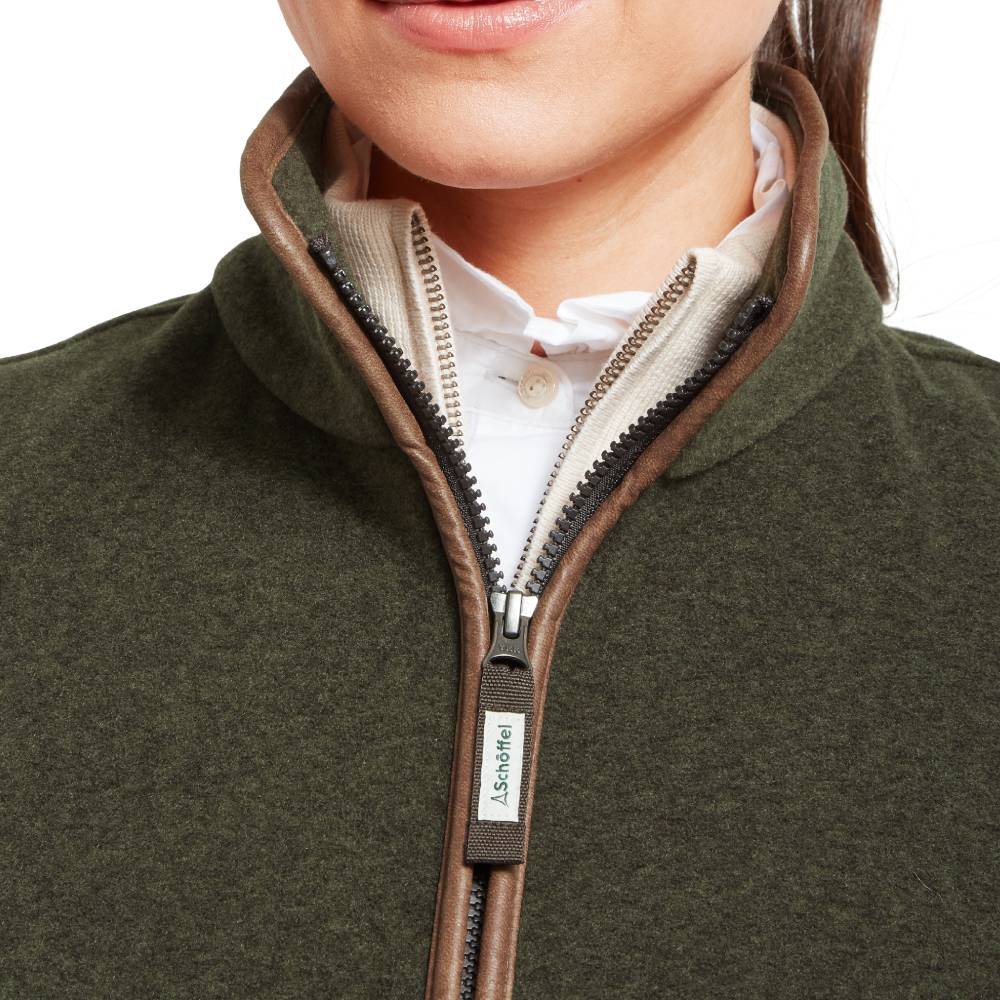 Dark Olive Ladies Zip Up Fleece Gilet