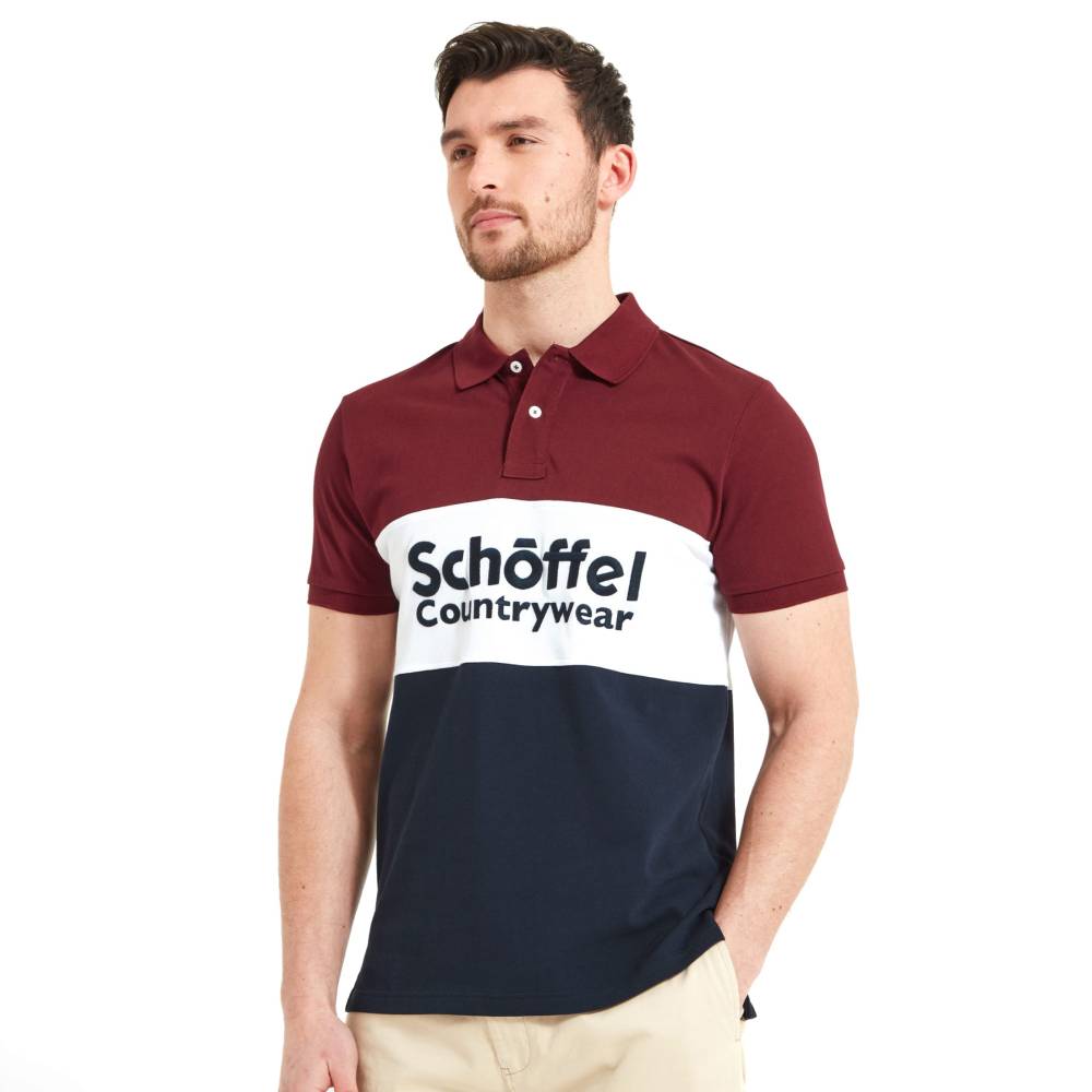 Men's Short Sleeve Polo Shirt in Red Navy and White