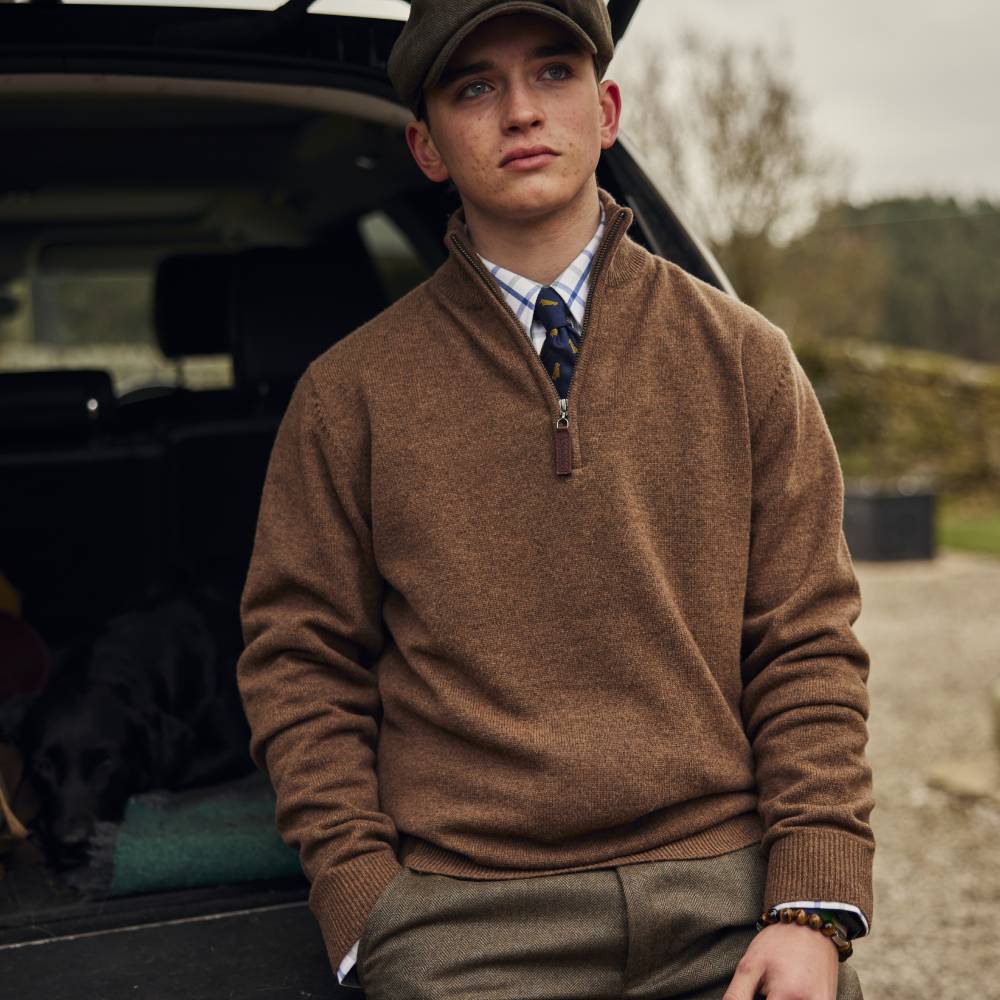 Schoffel Lambswool 1/4 Zip (Coffee)