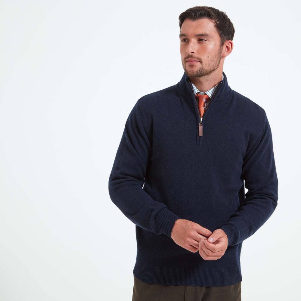 Schoffel Lambswool 1/4 Zip Jumper  (Navy)