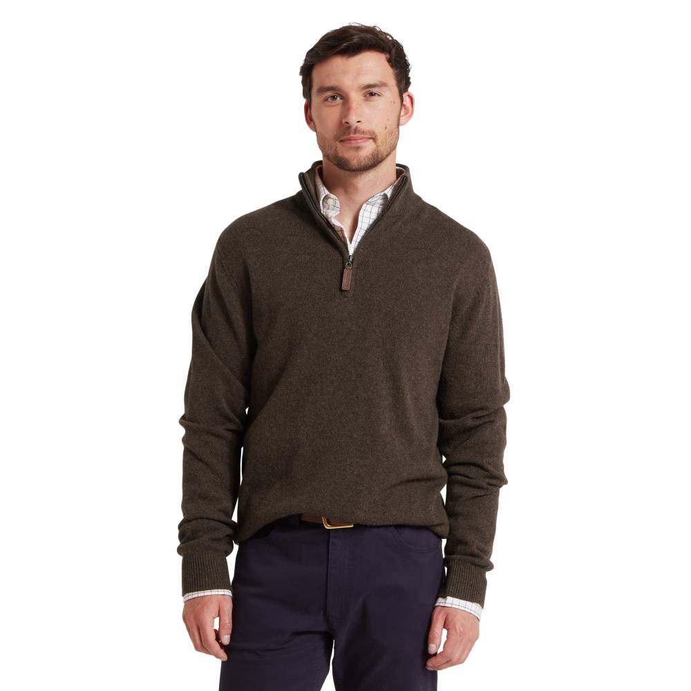Brown Lambswool Jumper with 1/4 Zip
