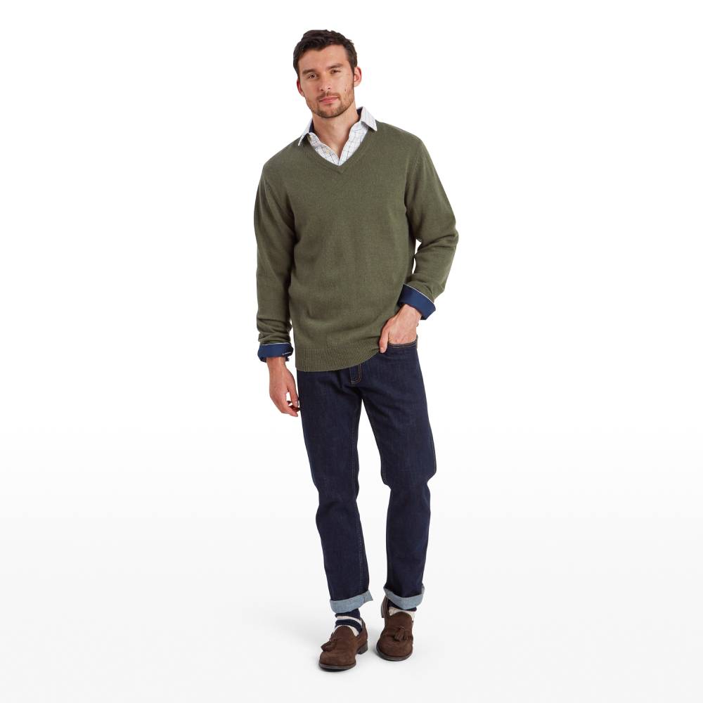 Men's Knit Sweater with V Neckline