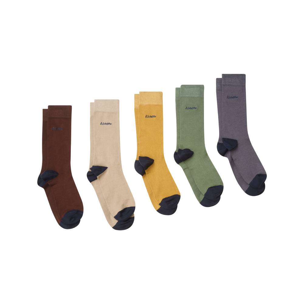 Schoffel Men's Bamboo Sock ( Box of 5 ) Logo Mustard Mix