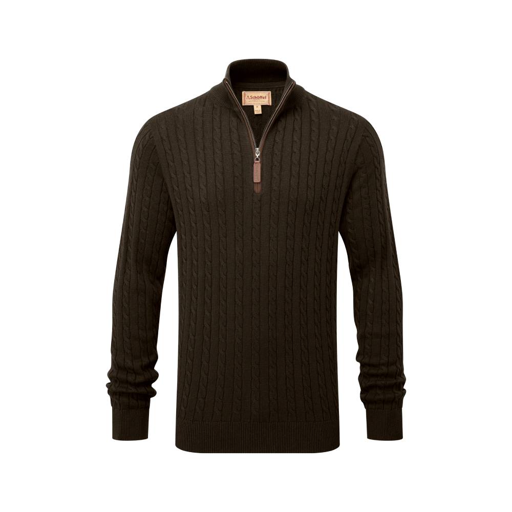 Men's Dark Green Cable Knit Jumper