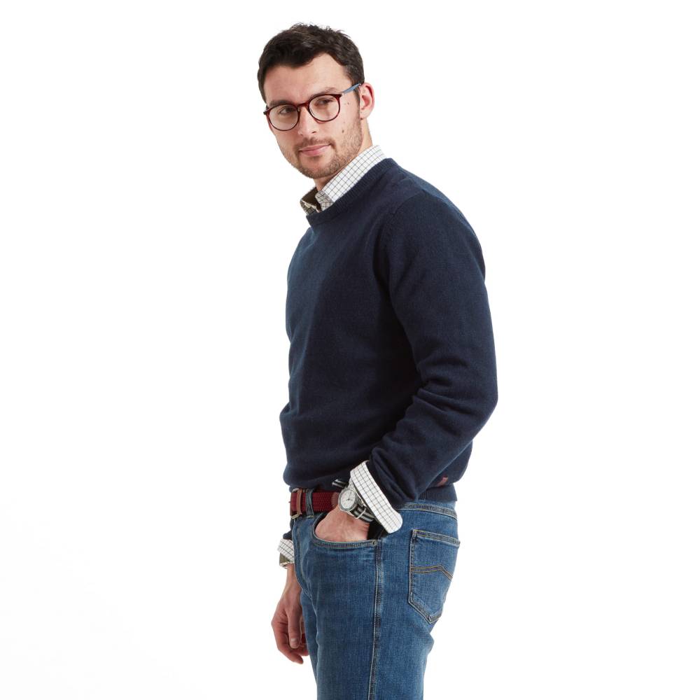 Schoffel Lambswool Crew Neck Jumper (Navy)