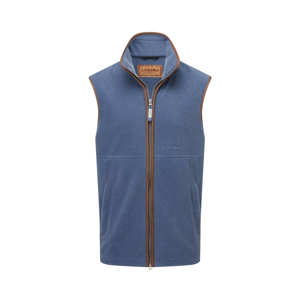 Men's Blue Vest with Brown Trim