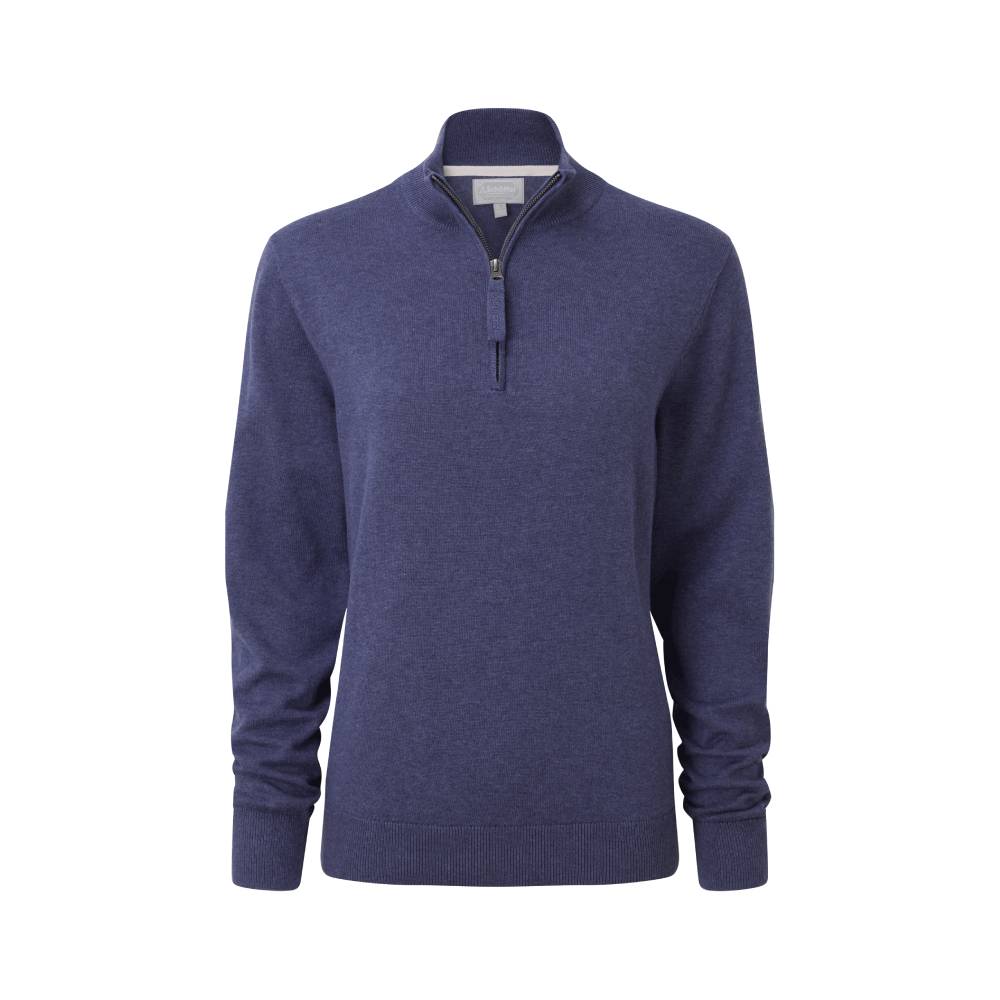 Ladies Blue Cotton Jumper with Quarter Zip Neck