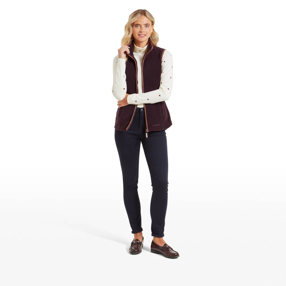 Female Gilet with Faux Leather Trim