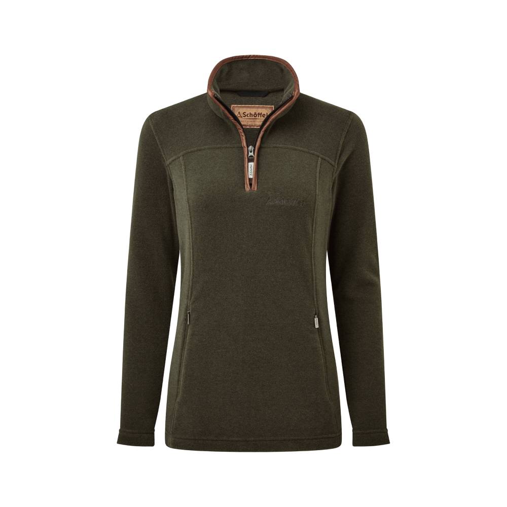 Green Fleece Pullover with Schoffel Signature Trim