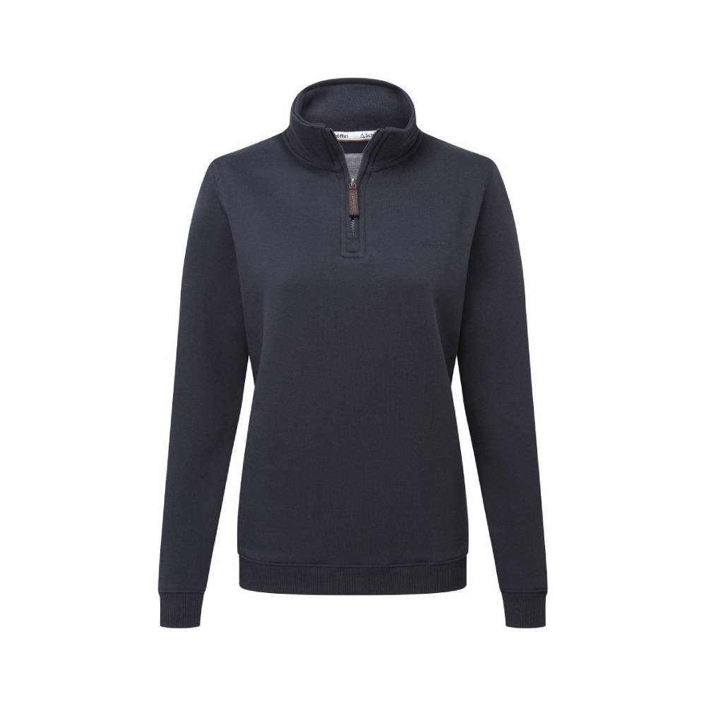 Ladies Sweatshirt in Navy Blue with Quarter Zip