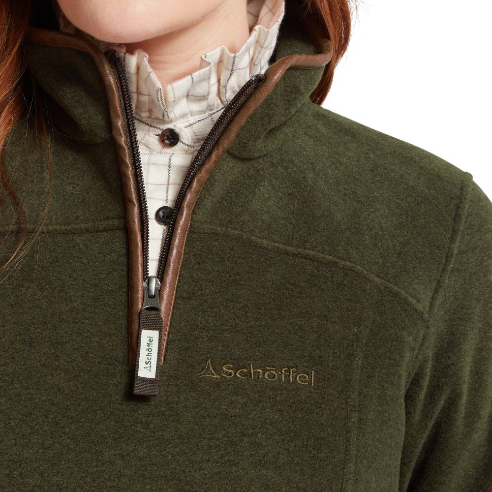 Quarter Zip Detail to Tilton Fleece in Dark Olive