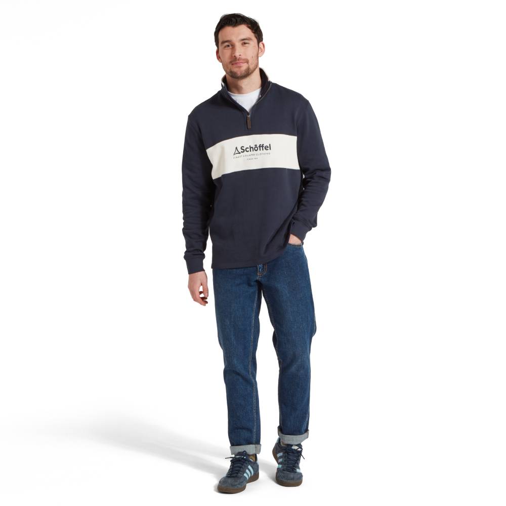 Schoffel Trencrom Men's 1/4 Zip Sweatshirt (Navy/Stone)