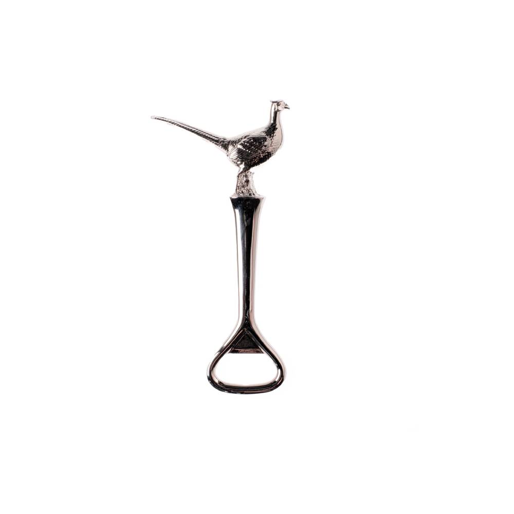 Metallic Silver Bottle Opener in Pheasant Design