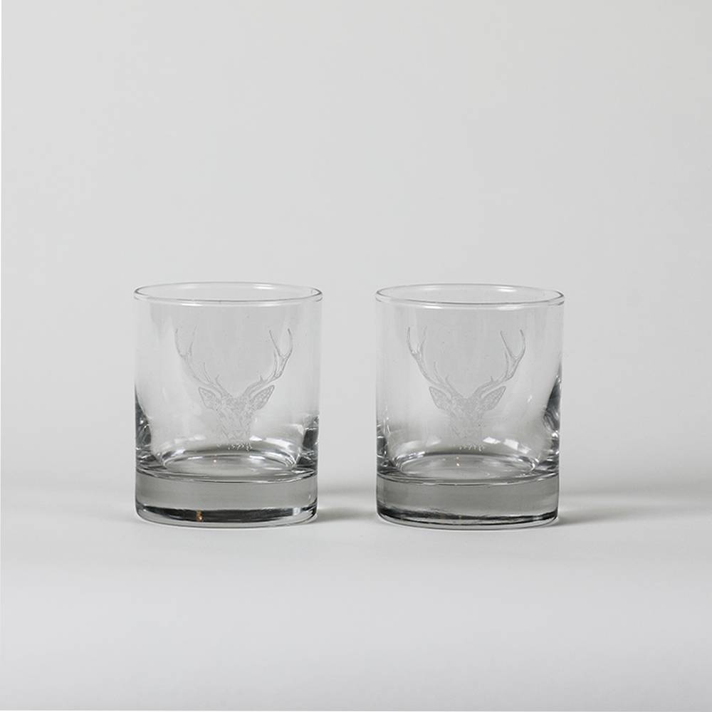 Drinking Glasses Set with Stag Engraving