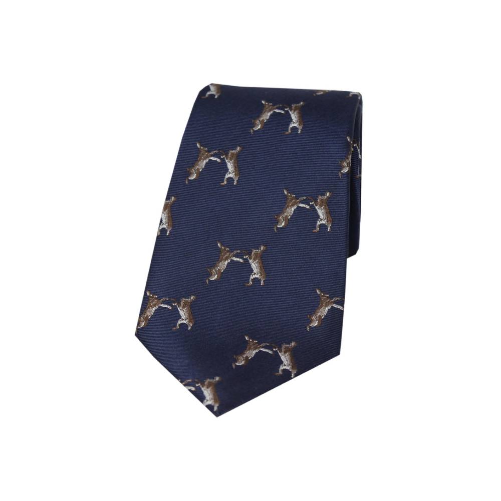 Soprano Boxing Hares Country Silk Tie (Navy)