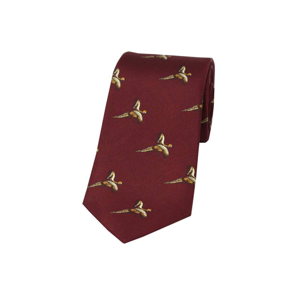 Soprano Flying Pheasant Country Silk Tie (Wine)