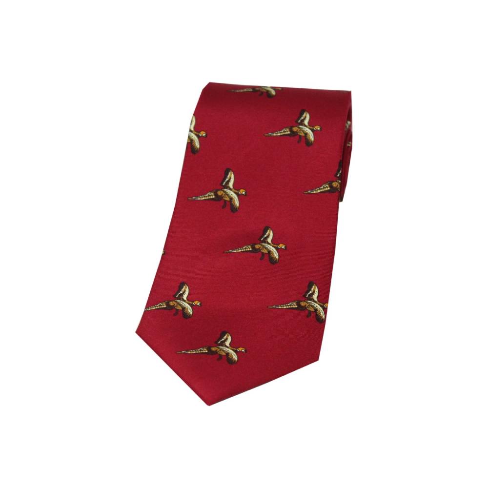 Soprano Flying Pheasant Country Silk Tie (Red)