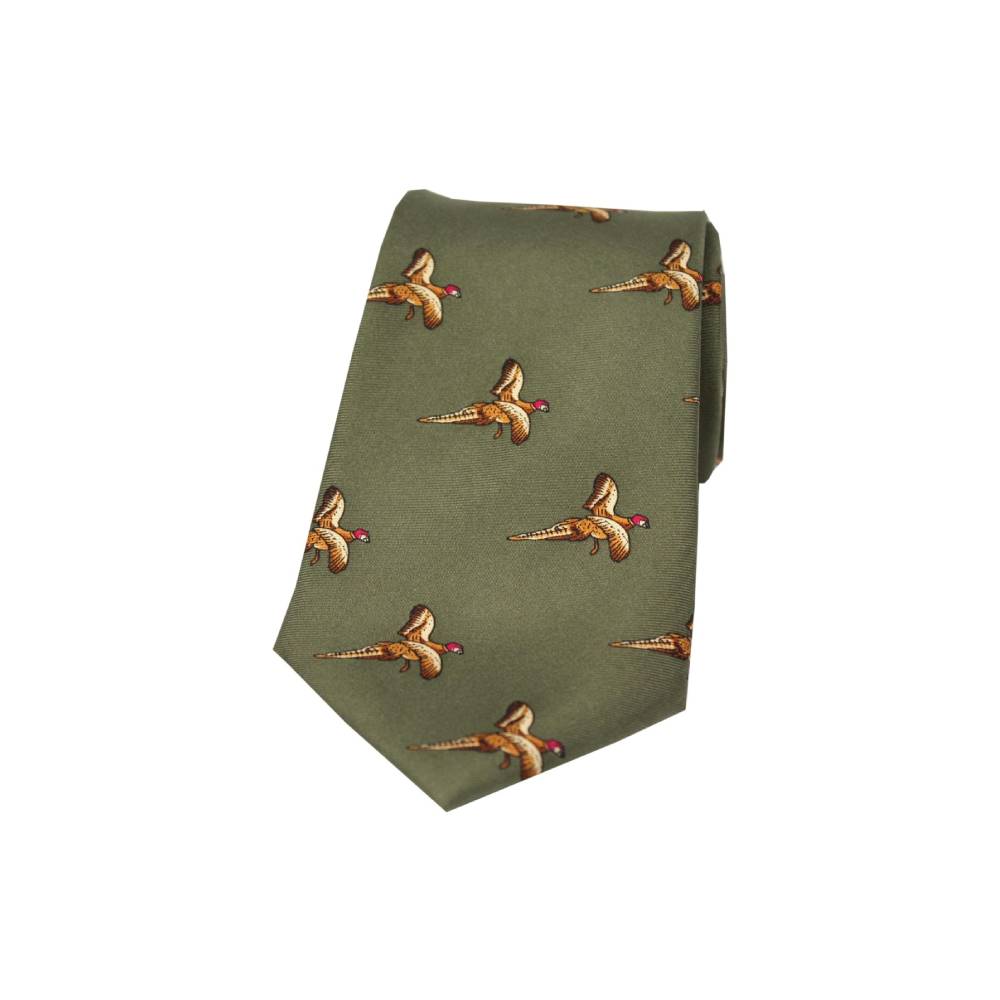 Soprano Flying Pheasants Country Silk Tie (Country Green)