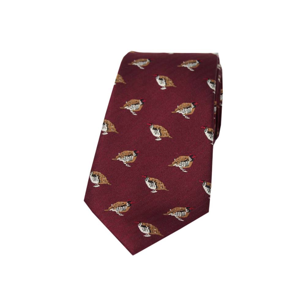 Soprano Red Legged Partridge Country Silk Tie (Wine)